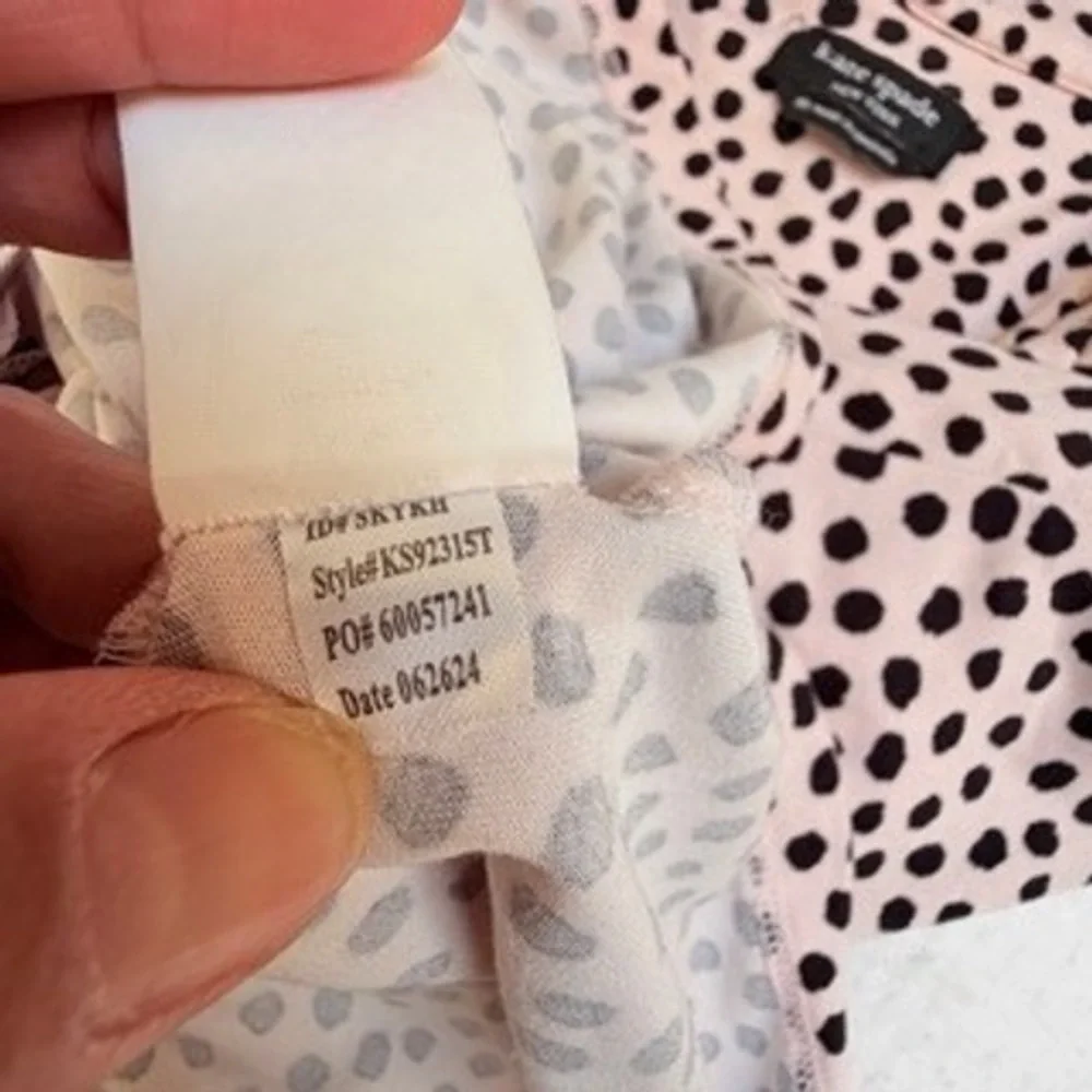 Kate Spade New York Pink Polka Dot Pajama Top Womens Medium Short Sleeve Cozy